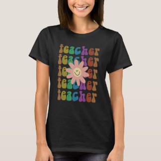 Camiseta Groovy TEACHER Smile I Teach School Elementar Squ