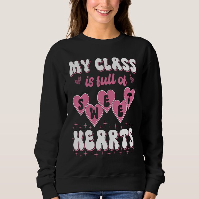 Camiseta Groovy Teacher Valentine Back To School 100 Days O (Frente)
