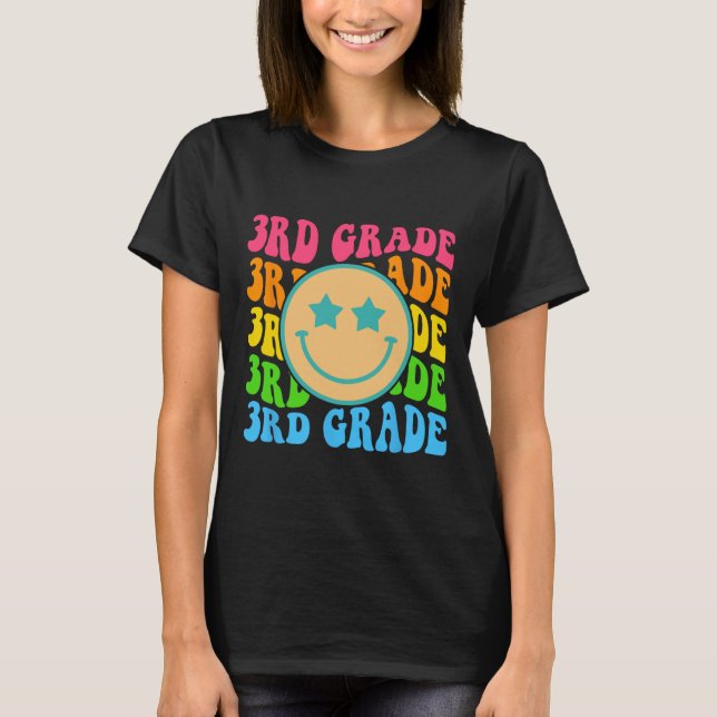Camiseta Groovy Third Grade Vibes Enfrenta Professores Retr (Frente)