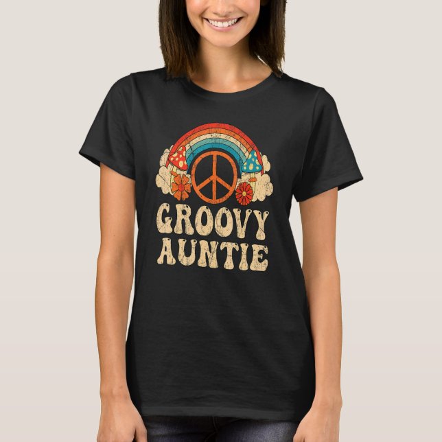 Camiseta Groovy tia 70s Estética de 1970 Retro Hippie Au (Frente)