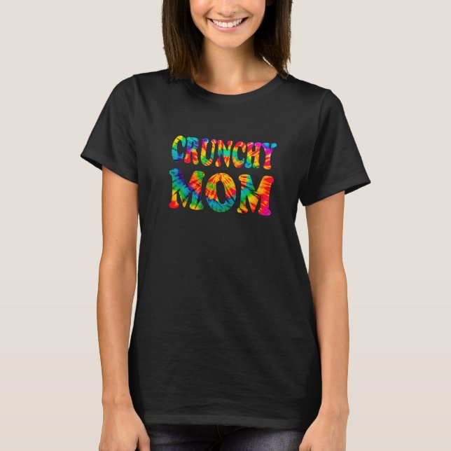 Camiseta Groovy Tie Dye Crunchy Mãe (Frente)