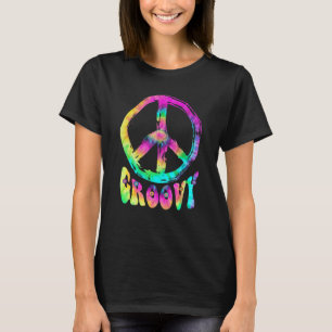 Camiseta Groovy Tie-dye Peace Symbol Psychedelic Retro Vint