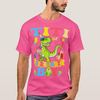Camiseta Groovy Titi Do Birthday Boy T-Rex Dinosaur Bir
