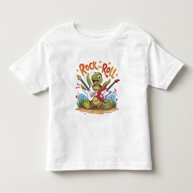 Camiseta Groovy Turtle Rockstar Rock And Roll (Frente)