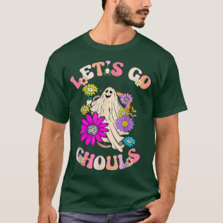 Camiseta Groovy Vamos Go Ghouls Floral Ghost Hippie Hallowe