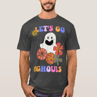 Camiseta Groovy Vamos Go Ghouls Floral Ghost Hippie Hallowe