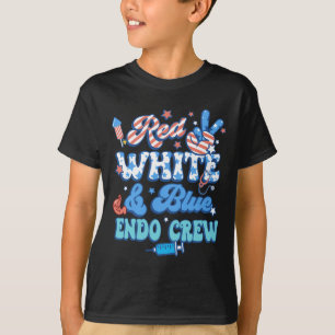 Camiseta Groovy Vermelho Branco Azul Equipe Endo Enfermeira