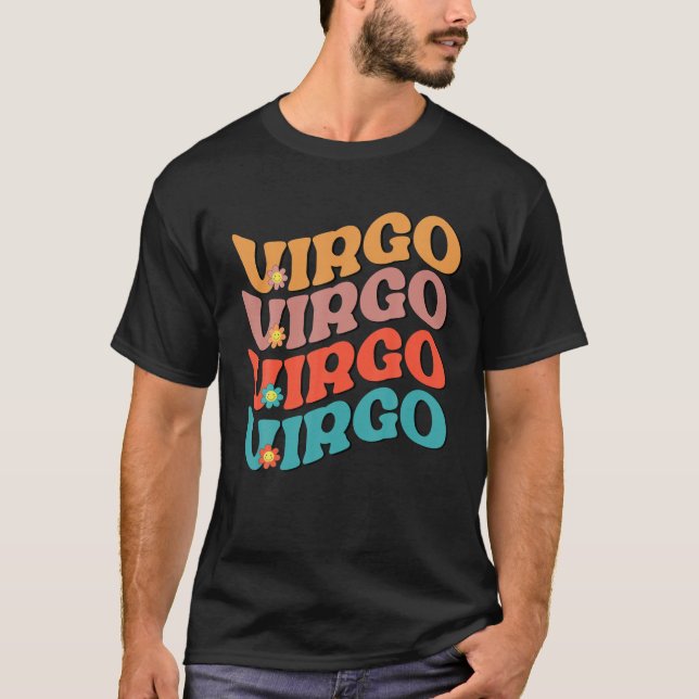 Camiseta Groovy Virgo Zodiac Birthday Virgo Gifts (Frente)