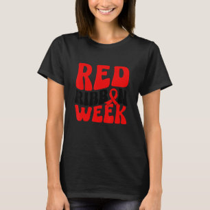 Camiseta Groovy Visto Red Ribbon Week Heart Health Awarene