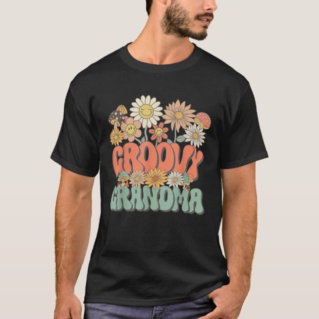 Camiseta Groovy vovó Floral Hippie Retro Daisy Flower Mo (Frente)