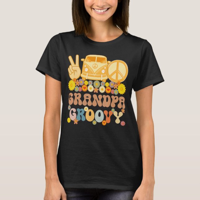 Camiseta Groovy Vovô Hippie Peace Retro Partida F (Frente)