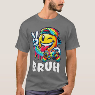Camiseta Groovyie Dye Jogos Divertido Bruh Rapazes Sinal de