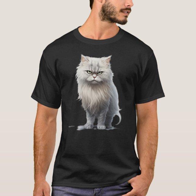 Camiseta Grouchy Persian Fluffball Grumpy WhiteGray Persian (Frente)