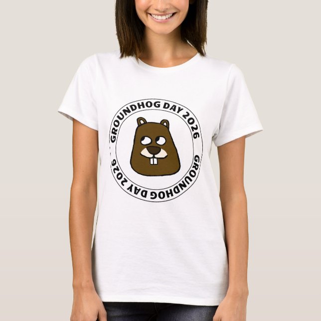 Camiseta Groundhog Day 2026 with Groundhog face (Frente)