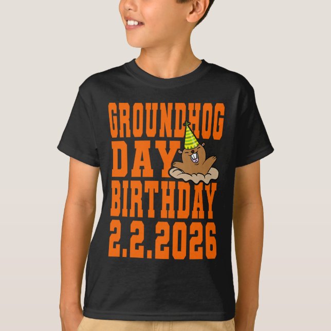Camiseta Groundhog Day Birthday February 2nd 2026 Party Ora (Frente)