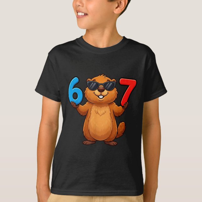 Camiseta Groundhog Seis Sete Gotejamento 67 Meme Engraçado  (Frente)