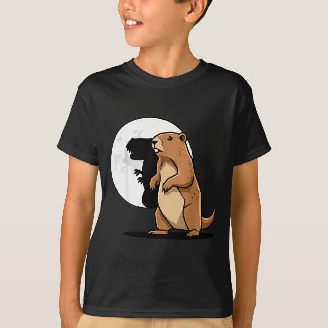 Camiseta Groundhog Shadow Dinosaur Puppet Happy Groundhog D (Frente)