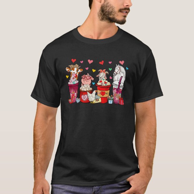 Camiseta Group Cute Farm Animals Bow Tie Drinking Coffees V (Frente)