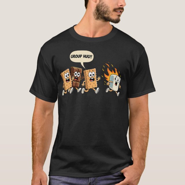 Camiseta Group Hug Marshmallow Campfire Smores Funny Campin (Frente)