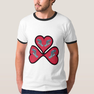 Camiseta Grouper Twins - 3 Corações Vermelhos com Bordas Pr