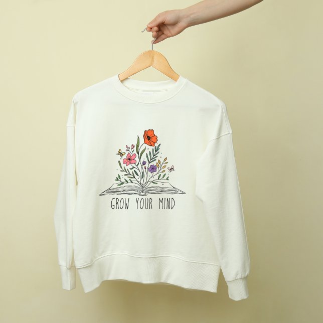 Camiseta Grow your mind Boho Wildflower and book (Criador carregado)