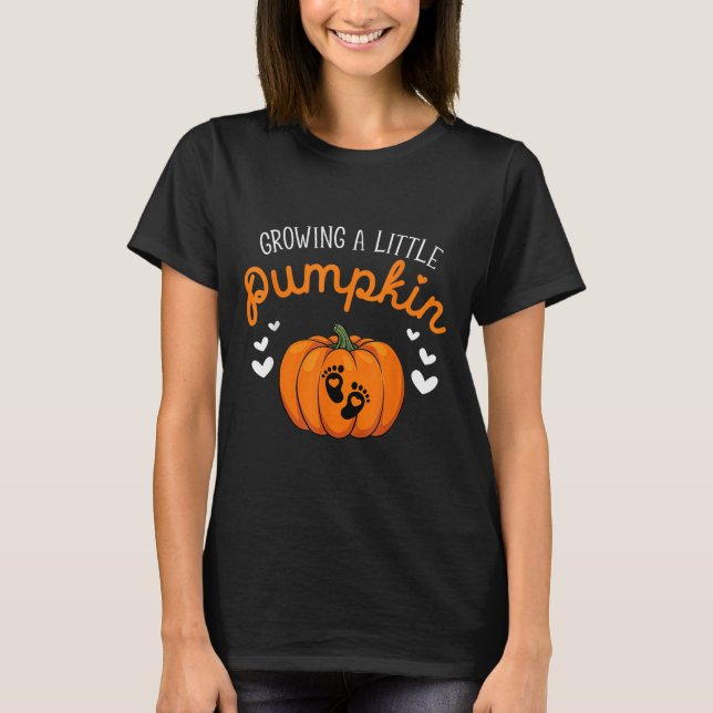 Camiseta Growing A-little Pumpkin Halloween Pregnancy Annou (Frente)