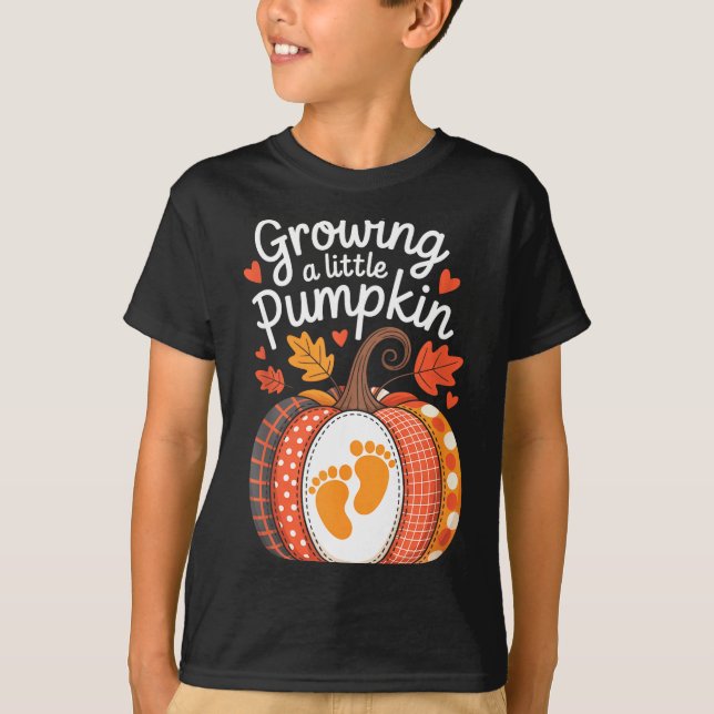 Camiseta Growing A Little Pumpkin Maternity Pregnancy Thank (Frente)