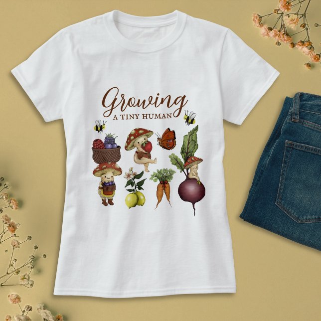 Camiseta Growing a Tiny Human Baby Shower Mom-to-Be (Criador carregado)