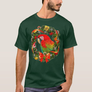 Camiseta Growing Macaw Paprot Wreath de Natal