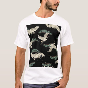 Camiseta grua japonesa elegante: representação artística.