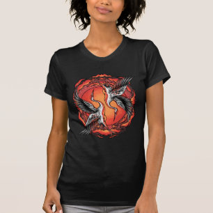 Camiseta Gruas de Batalha Voadoras Japonesas Arte Asiática