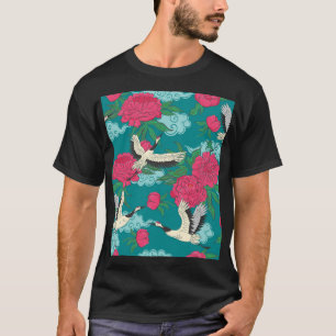 Camiseta Gruas Peonies: Gráficos Florais Vintage