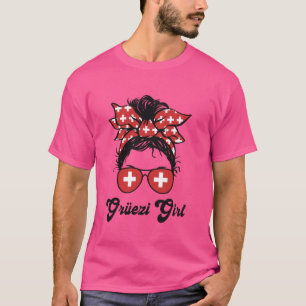 Camiseta Grüezi Garota Bandeira da Suíça Coqueirinho Suíço 