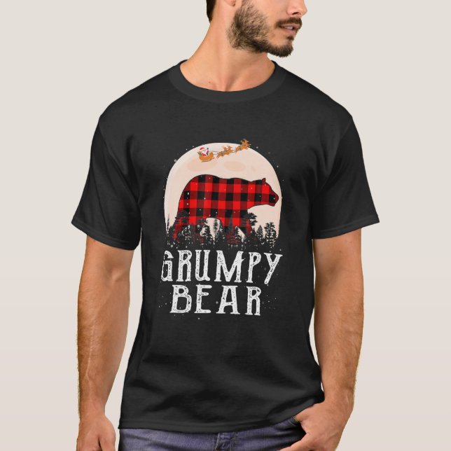 Camiseta Grumpy Bear Christmas Pajama Red Xadrez Buffalo (Frente)