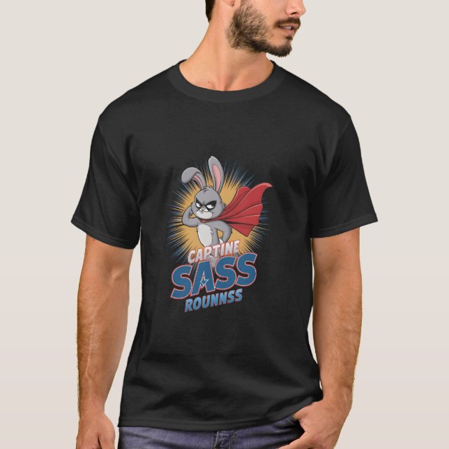 Camiseta Grumpy Bunny CAPTAIN SASS DEVOLVE Superherói Meme  (Frente)