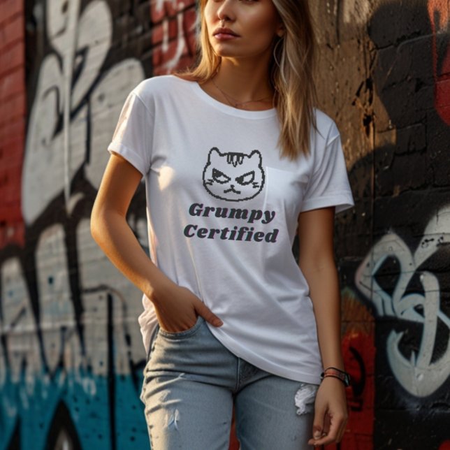 Camiseta "Grumpy Certified" Engraçada Cat Meme Design Mulhe (Criador carregado)
