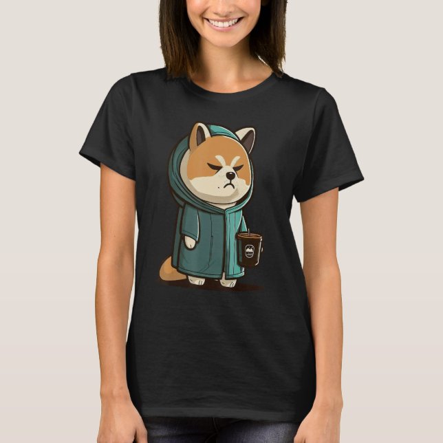 Camiseta Grumpy Coffee  Dog on Coffee Akita Inu (Frente)