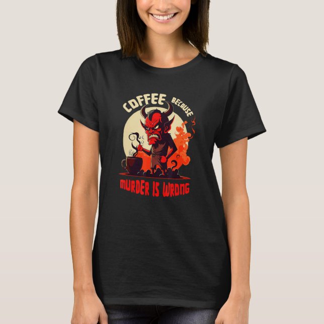 Camiseta Grumpy Devil With Coffee - Need Coffee (Frente)