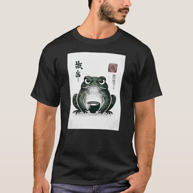 Camiseta Grumpy Frog Japanese Art Print (Frente)