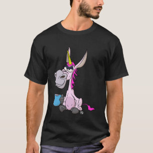 Camiseta Grumpy Funny Donkey Unicorn Com Café Pullov
