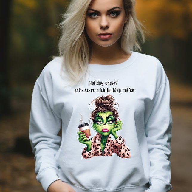 Camiseta Grumpy Green Furry Women ama café (Criador carregado)