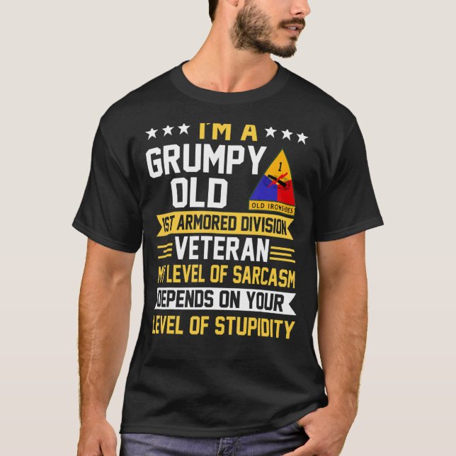 Camiseta Grumpy Old 1rua Armored Division Veteran Padre Day (Frente)