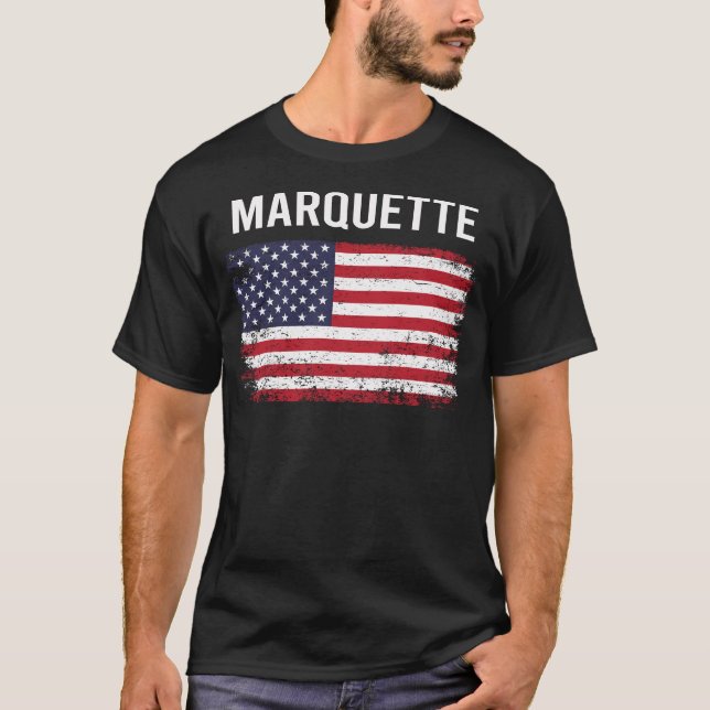 Camiseta Grunge American Flag Marquette (Frente)
