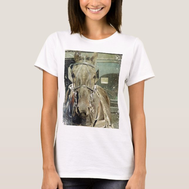 Camiseta Grunge Amish Buggy Horse (Frente)