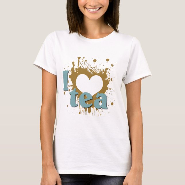 Camiseta Grunge Art I Heart Tea (Frente)