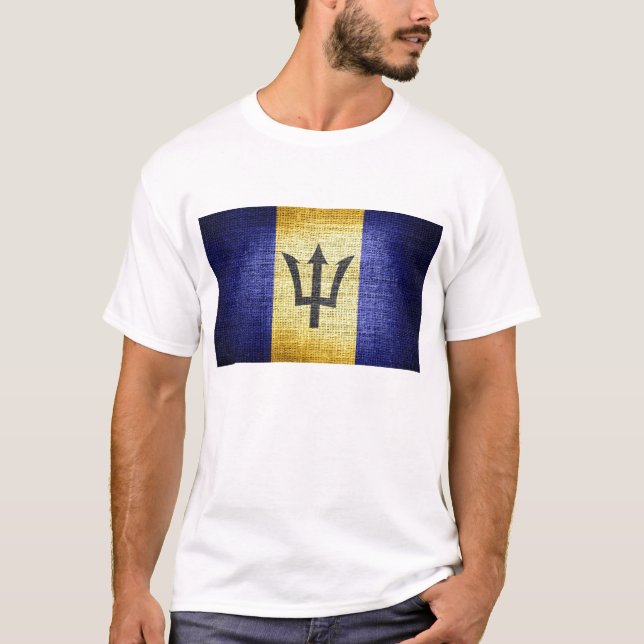 Camiseta Grunge Barbados Flag (Frente)