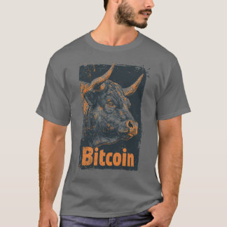 Camiseta Grunge Bitcoin Bull Crypto Blockchain Design