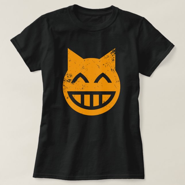 Camiseta Grunge Cat Emoji (Frente do Design)