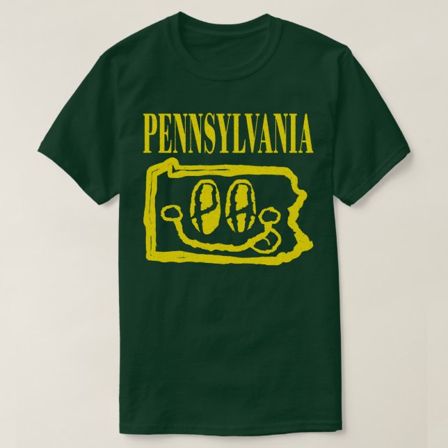 Camiseta Grunge da Pensilvânia sorrindo de frente preto (Frente do Design)