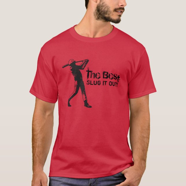 Camiseta Grunge do preto do jogador de beisebol do slugger (Frente)